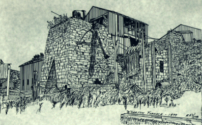 Wharton Iron Furnace, Fayette Co., PA, a pen and ink drawing by Raymond A. Washlaski